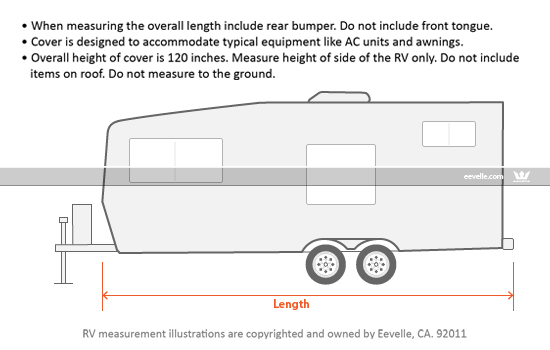 Be sure to measure your RV carefully. Do not rely on measurements published by the manufacturer or dealer.