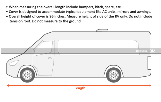 Be sure to measure your RV carefully. Do not rely on measurements published by the manufacturer or dealer.