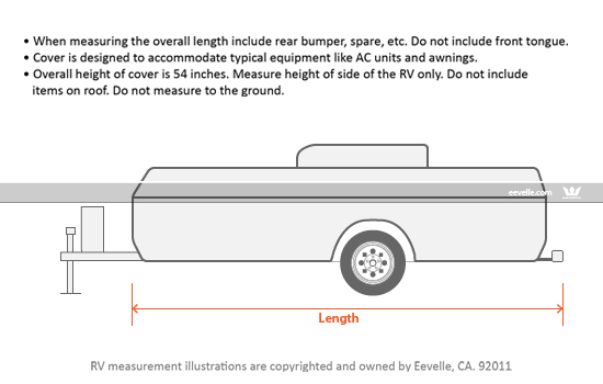 Be sure to measure your RV carefully. Do not rely on measurements published by the manufacturer or dealer.