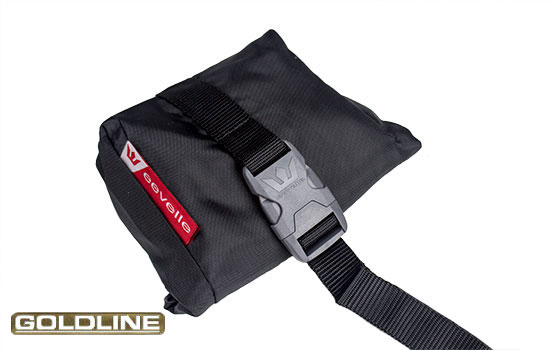 Handy throw pouch simplifies the installation process. Clip onto strap and throw underneath RV.