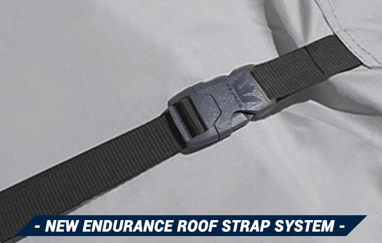 Endurance Roof Straps™ are sewn into the seam where the sidewall meets the roof, and come with adjustable straps and quick release buckles for quick, easy install.