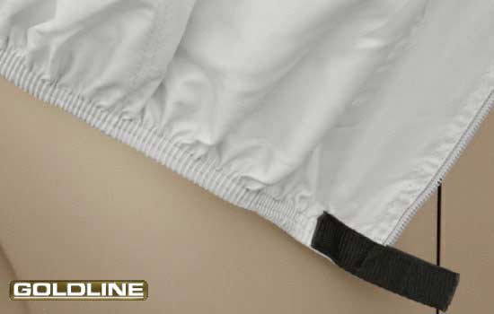  Elasticized hems on the corners provide a snug fit for easy installation.
