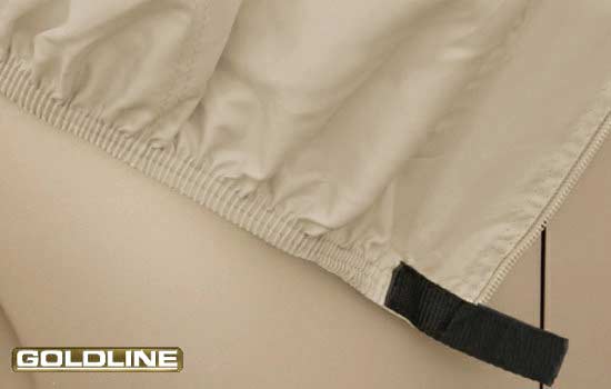 Elasticized hems on the corners provide a snug fit for easy installation.