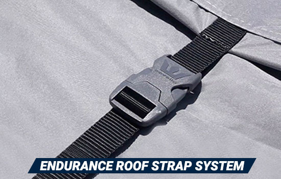 Endurance Roof Straps™ are sewn into the seam where the sidewall meets the roof, and come with adjustable straps and quick release buckles for quick, easy install. 