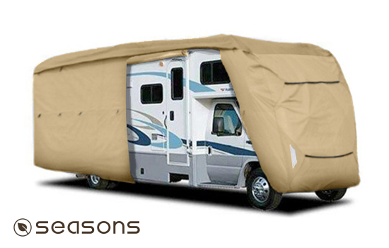 Durable 4-Layer top Class C RV Cover fits 18' to 20' Practical Zipper Design and Air Vent Design with Repair Accessory 