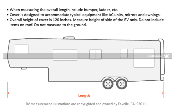 Be sure to measure your RV carefully. Do not rely on measurements published by the manufacturer or dealer.